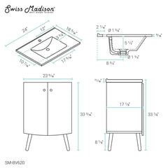 Swiss Madison Manoir 24" Bathroom Vanity in White - SM-BV620 - The Home Selection
