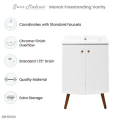 Swiss Madison Manoir 24" Bathroom Vanity in White - SM-BV620 - The Home Selection