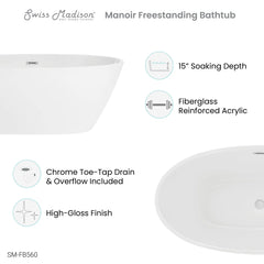 Swiss Madison Manoir 60" Freestanding Bathtub - SM-FB560 - The Home Selection