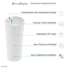 Swiss Madison Monaco Circular One-Piece Pedestal Sink - SM-PS307 - The Home Selection