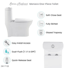 Swiss Madison Monaco One-Piece Elongated Toilet Dual-Flush 1.1/1.6 gpf - SM-1T108 - The Home Selection
