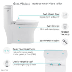 Swiss Madison Monaco One-Piece Elongated Toilet Touchless Dual-Flush 1.1/1.6 gpf - SM-1T263 - The Home Selection