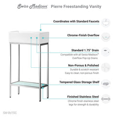 Swiss Madison Pierre 19.5 Single, Freestanding, Open Shelf, Metal Frame Bathroom Vanity - SM-BV70 - The Home Selection