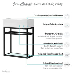 Swiss Madison Pierre 19.5 Single, Metal Frame, Open Shelf, Bathroom Vanity - SM-BV551 - The Home Selection