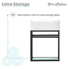 Swiss Madison Pierre 19.5 Single, Metal Frame, Open Shelf, Bathroom Vanity - SM-BV551 - The Home Selection