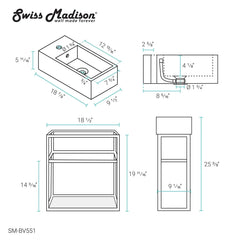 Swiss Madison Pierre 19.5 Single, Metal Frame, Open Shelf, Bathroom Vanity - SM-BV551 - The Home Selection