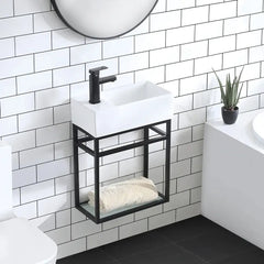 Swiss Madison Pierre 19.5 Single, Metal Frame, Open Shelf, Bathroom Vanity - SM-BV551 - The Home Selection