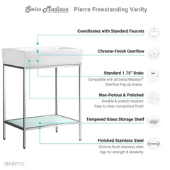 Swiss Madison Pierre 24 Single, Freestanding, Open Shelf, Metal Frame Bathroom Vanity - SM-BV71 - The Home Selection