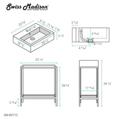Swiss Madison Pierre 24 Single, Freestanding, Open Shelf, Metal Frame Bathroom Vanity - SM-BV71 - The Home Selection
