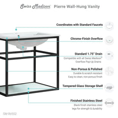 Swiss Madison Pierre 24" Wall-Mounted Bathroom Vanity - SM-BV552 - The Home Selection