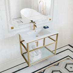 Swiss Madison Pierre 30 Single, Open Shelf, Metal Frame Bathroom Vanity - SM-BV556 - The Home Selection