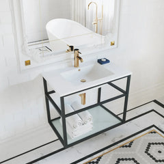 Swiss Madison Pierre 30 Single, Open Shelf, Metal Frame Bathroom Vanity - SM-BV556 - The Home Selection