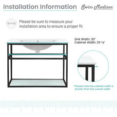 Swiss Madison Pierre 30 Single, Open Shelf, Metal Frame Bathroom Vanity - SM-BV556 - The Home Selection