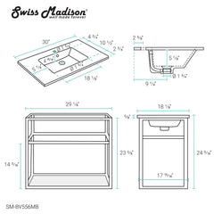 Swiss Madison Pierre 30 Single, Open Shelf, Metal Frame Bathroom Vanity - SM-BV556 - The Home Selection