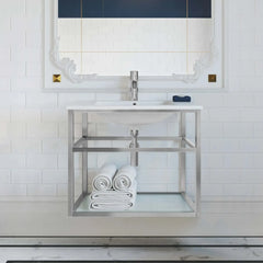 Swiss Madison Pierre 30 Single, Open Shelf, Metal Frame Bathroom Vanity - SM-BV556 - The Home Selection