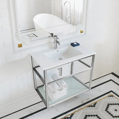 Swiss Madison Pierre 30 Single, Open Shelf, Metal Frame Bathroom Vanity - SM-BV556 - The Home Selection