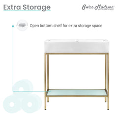Swiss Madison Pierre 32 Single, Freestanding, Open Shelf, Metal Frame Bathroom Vanity - SM-BV72 - The Home Selection