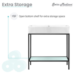 Swiss Madison Pierre 32 Single, Freestanding, Open Shelf, Metal Frame Bathroom Vanity - SM-BV72 - The Home Selection
