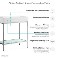 Swiss Madison Pierre 32 Single, Freestanding, Open Shelf, Metal Frame Bathroom Vanity - SM-BV72 - The Home Selection