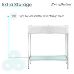 Swiss Madison Pierre 32 Single, Freestanding, Open Shelf, Metal Frame Bathroom Vanity - SM-BV72 - The Home Selection
