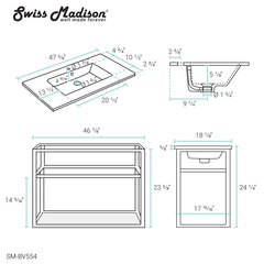 Swiss Madison Pierre 48" Wall-Mounted Bathroom Vanity - SM-BV554 - The Home Selection