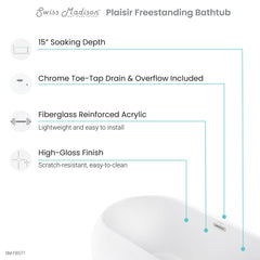 Swiss Madison Plaisir 63" Freestanding Bathtub - SM-FB577 - The Home Selection