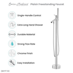 Swiss Madison Plaisir Freestanding Bathtub Faucet in Chrome - SM-FF10C - The Home Selection