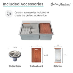Swiss Madison Ravi Dual Basin 33 x 22 Topmount Kitchen Workstation Sink - SM-KT778 - The Home Selection
