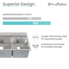 Swiss Madison Ravi Dual Basin 33 x 22 Topmount Kitchen Workstation Sink - SM-KT778 - The Home Selection