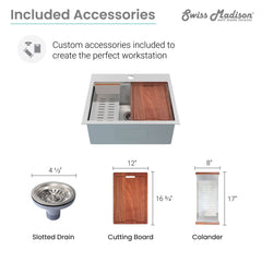 Swiss Madison Ravi Single Basin 25 x 22 Topmount Kitchen Workstation Sink - SM-KT769 - The Home Selection