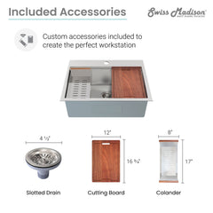Swiss Madison Ravi Single Basin 30 x 22 Topmount Kitchen Workstation Sink - SM-KT776 - The Home Selection