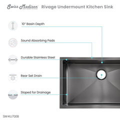 Swiss Madison Rivage 30" x 18" Single Basin, Undermount Kitchen Sink - SM-KU700 - The Home Selection