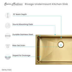 Swiss Madison Rivage 30" x 18" Single Basin, Undermount Kitchen Sink - SM-KU700 - The Home Selection