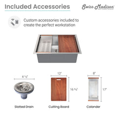 Swiss Madison Rivage 30 x 19 Single Basin Undermount Kitchen Workstation Sink - SM-KU748 - The Home Selection