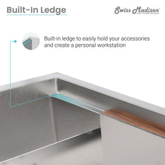 Swiss Madison Rivage 30 x 19 Single Basin Undermount Kitchen Workstation Sink - SM-KU748 - The Home Selection