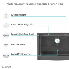 Swiss Madison Rivage 30" x 21" Stainless Steel, Single Basin, Farmhouse Kitchen Sink with Apron - SM-KS759 - The Home Selection