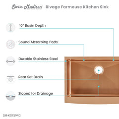 Swiss Madison Rivage 30" x 21" Stainless Steel, Single Basin, Farmhouse Kitchen Sink with Apron - SM-KS759 - The Home Selection