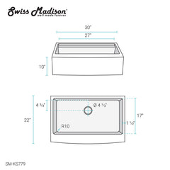 Swiss Madison Rivage 30 x 22 Single Basin Apron Kitchen Workstation Sink - SM-KS779 - The Home Selection