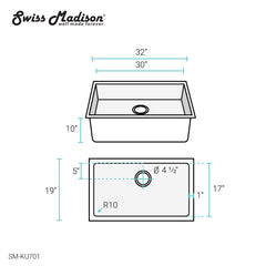 Swiss Madison Rivage 32" x 19" Single Basin, Undermount Kitchen Sink - SM-KU701 - The Home Selection
