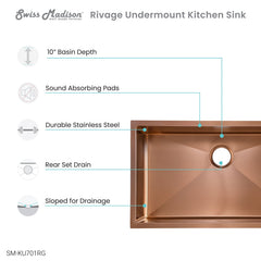 Swiss Madison Rivage 32" x 19" Single Basin, Undermount Kitchen Sink - SM-KU701 - The Home Selection