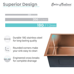 Swiss Madison Rivage 32" x 19" Single Basin, Undermount Kitchen Sink - SM-KU701 - The Home Selection