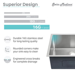 Swiss Madison Rivage 32" x 19" Single Basin, Undermount Kitchen Sink - SM-KU701 - The Home Selection