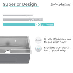 Swiss Madison Rivage 32 x 19 Single Basin Undermount Kitchen Workstation Sink - SM-KU749 - The Home Selection