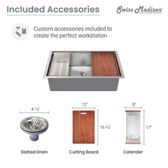Swiss Madison Rivage 33 x 19 Single Basin Undermount Kitchen Workstation Sink - SM-KU750 - The Home Selection