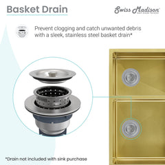 Swiss Madison Rivage 33" x 20" Dual Basin, Undermount Kitchen Sink - SM-KU725 - The Home Selection