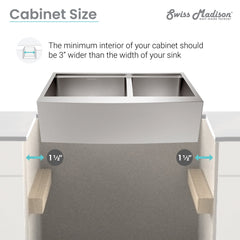 Swiss Madison Rivage 33 x 22 Dual Basin Apron Kitchen Workstation Sink - SM-KS785 - The Home Selection