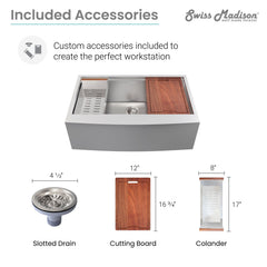 Swiss Madison Rivage 33 x 22 Single Basin Apron Kitchen Workstation Sink - SM-KS780 - The Home Selection