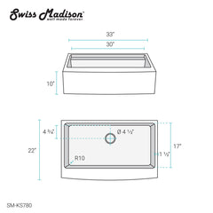 Swiss Madison Rivage 33 x 22 Single Basin Apron Kitchen Workstation Sink - SM-KS780 - The Home Selection