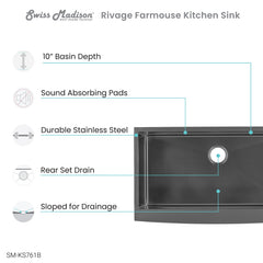 Swiss Madison Rivage 36" x 21" Stainless Steel, Single Basin, Farmhouse Kitchen Sink with Apron - SM-KS761 - The Home Selection