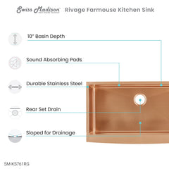 Swiss Madison Rivage 36" x 21" Stainless Steel, Single Basin, Farmhouse Kitchen Sink with Apron - SM-KS761 - The Home Selection